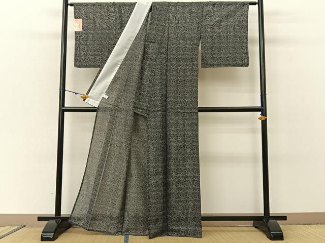 平和屋着物＊夏物 小紋 絽 草葉文 未使用 BAAU3482hj