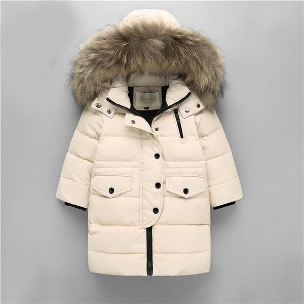 130cmサイズ ベージュ ダウンコート キッズ ダウンジャケット 子供服 ファー付き フード 通学 キッズ服 防寒 秋冬 ジュニア アウター 冬 通園 アウトドア キッズジャケット あったか dt533c0