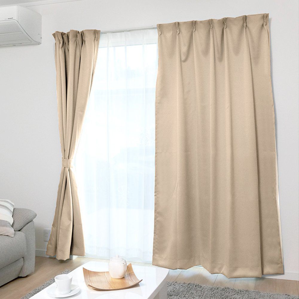 ベージュ_幅150×丈135cm【遮光+UVカット】 アイリスプラザ カーテン 1級遮光 丈135cm 1枚 UVカット率85% 【節電/省エネ】断熱効果50%・保温効果30%以上 洗濯機対応 リビング・寝室用 プライバシー保