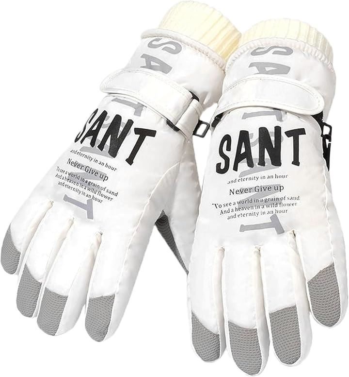 RSSR ski gloves, ski gloves, snowboard gloves, smartphone compatible motorcycle gloves, bike gloves, cold gloves, cold gloves, unisex, men's, women's, black and white (white, F size (for adults, medium to large))