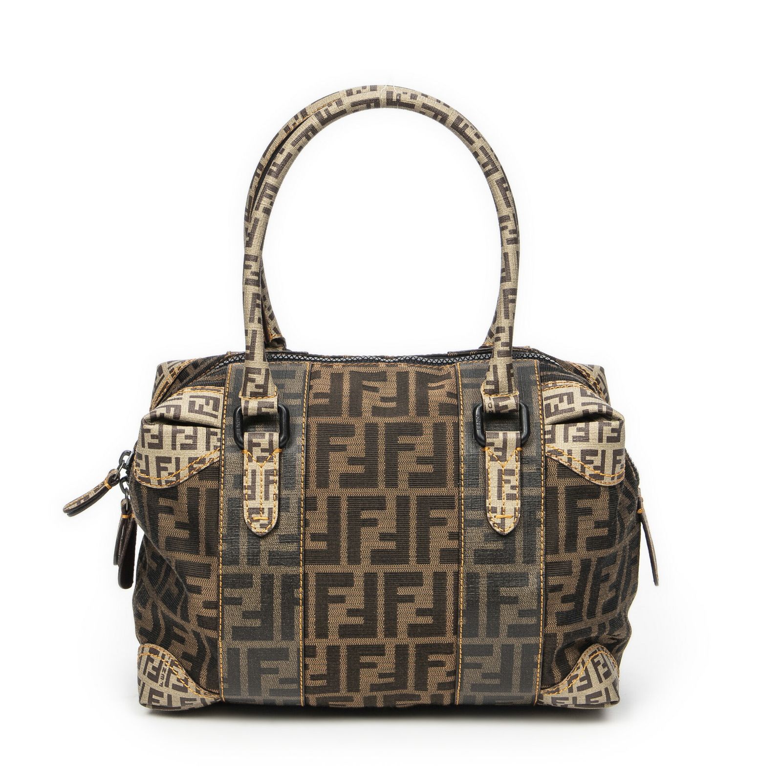 FENDI フェンディB Mix Boston茶色ズッカキャンバスA