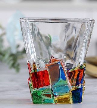 新品　ウイスキーグラス ビアグラス ロックグラス 塗られたパターン ４個セット
