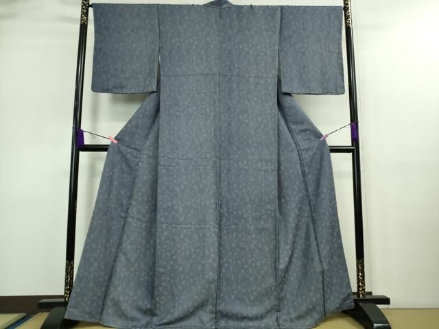 平和屋着物 上 江戸小紋 鮫小紋柄 瑠璃紺色×白 鬼しぼ縮緬 反端付き DZAA9105kh5