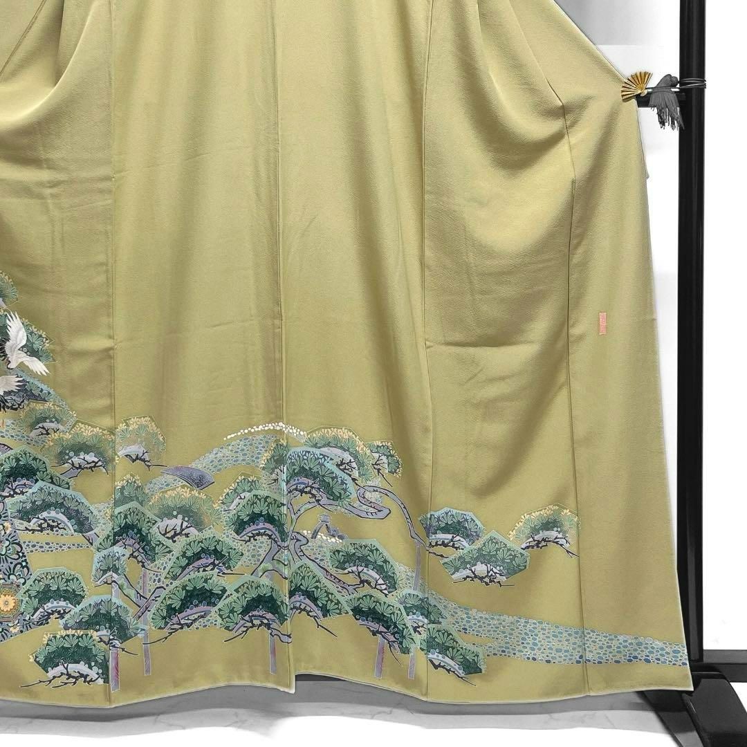 池田裕色留袖本加賀友禅華紋短冊鶴松着物093w d 