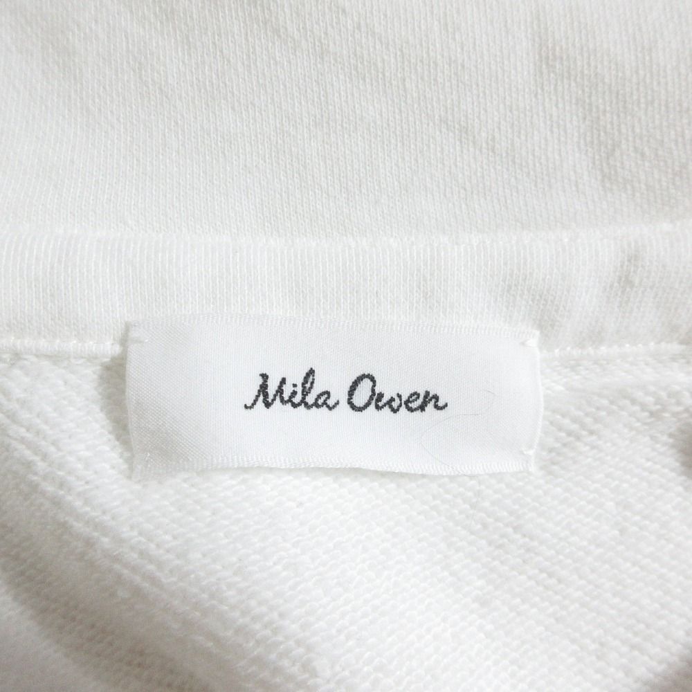 美品 25SS Mila Owen ミラオーウェン ショート丈ラガースウェットトップス プルオーバー カットソー 09WCT251155 F ホワイト レディース 古着 中古 ミラ オーウェン Mila Owen ショート丈ラガースウェットトップス