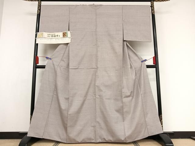 平和屋着物○伝統工芸士 七代目 吉澤与市 紬 格子 証紙付き 正絹 逸品  