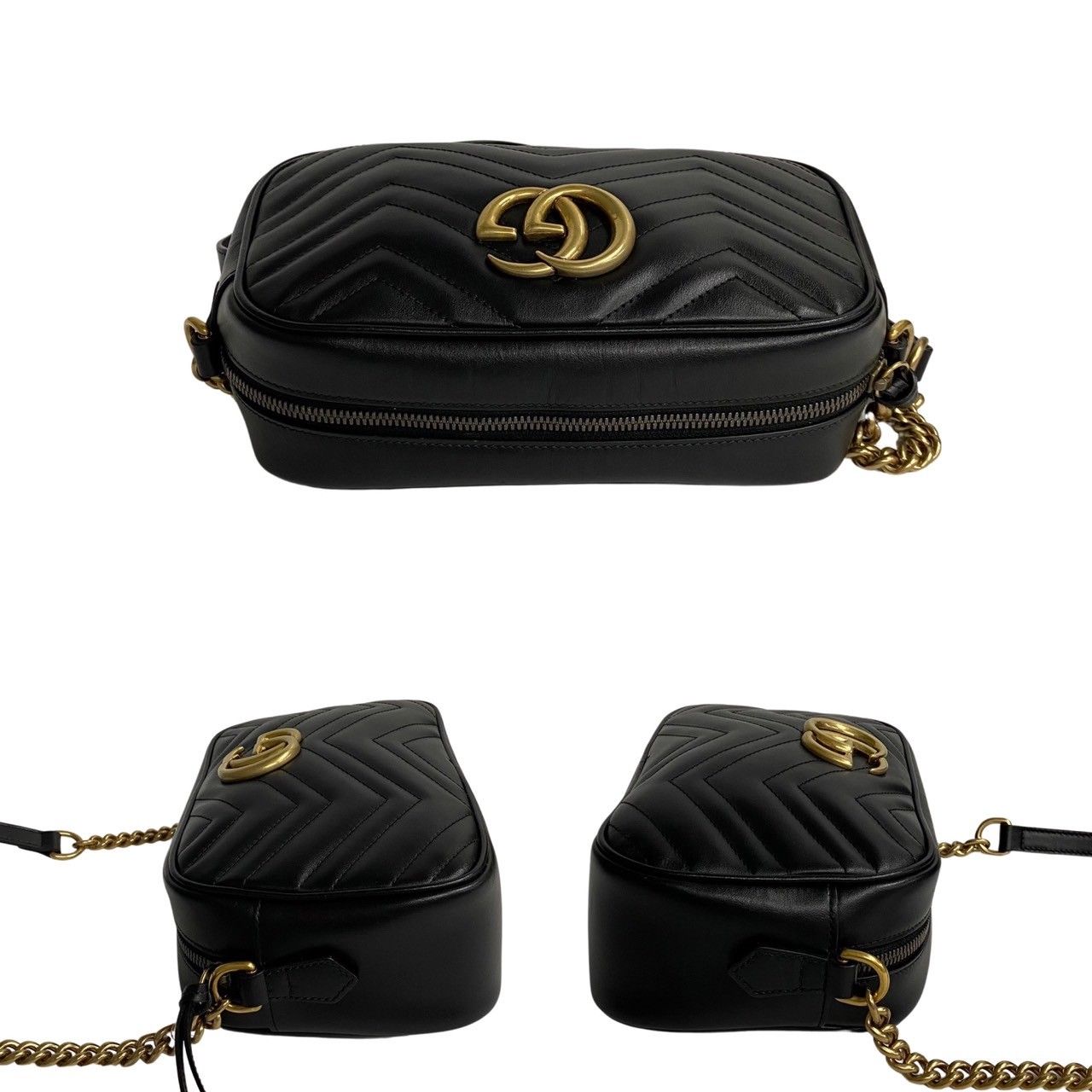 ほぼ未使用 箱袋付 GUCCI グッチ GGマーモント ロゴ 金具 レザー ほぼ未使用 箱袋付 GUCCI グッチ GGマーモント ロゴ 金具 レザー