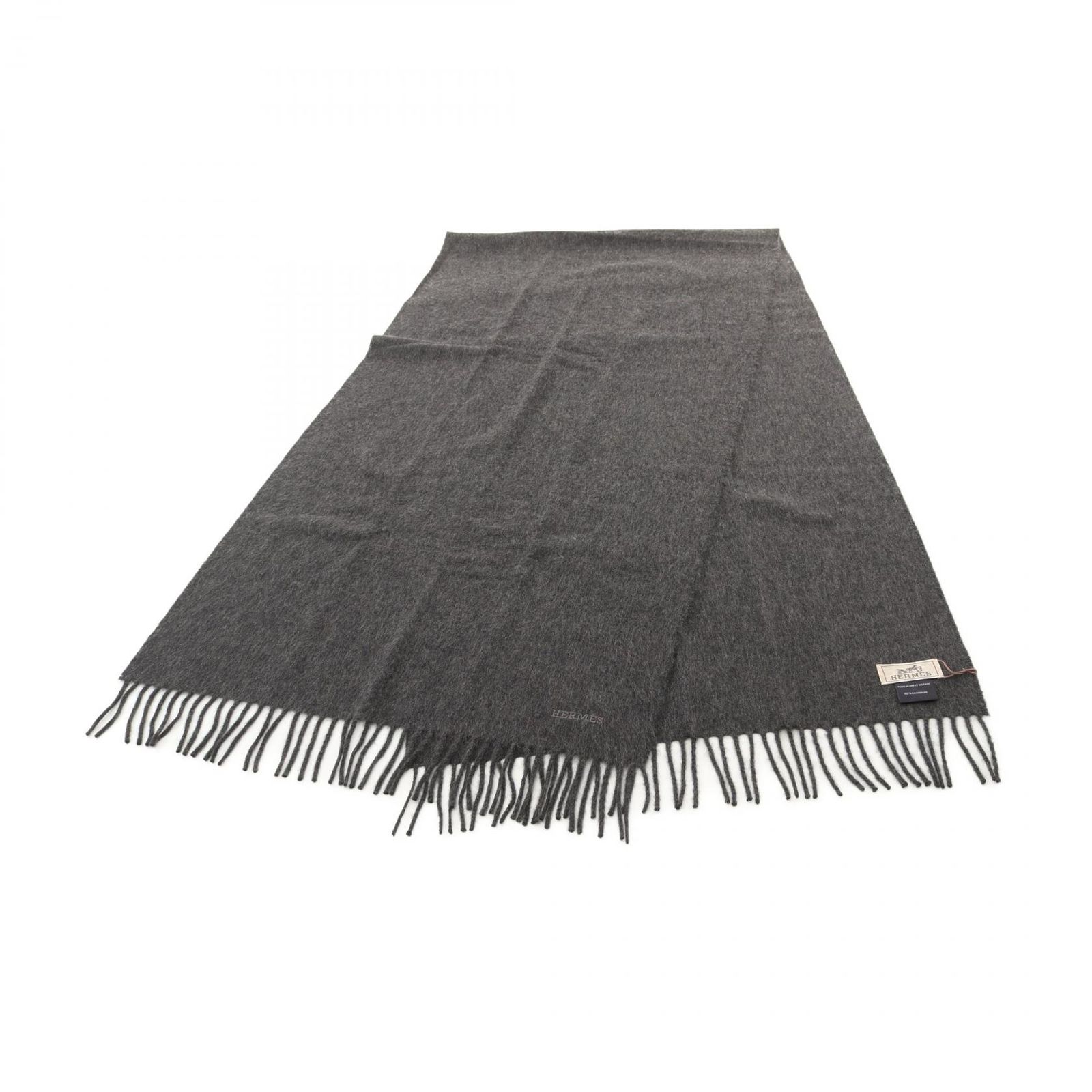 HERMES ダークグレー カシミヤ マフラー 中古・古着通販】HERMES (エルメス) バイカラー カシミヤマフラー