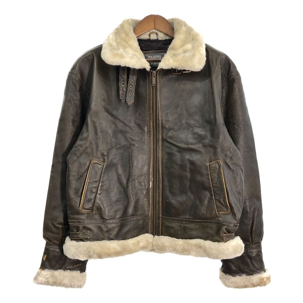WILSONS LEATHER ウィルソンズレザー ムートンジャケット レザージャケット ブラウン (メンズ L) 中古 古着 T1950