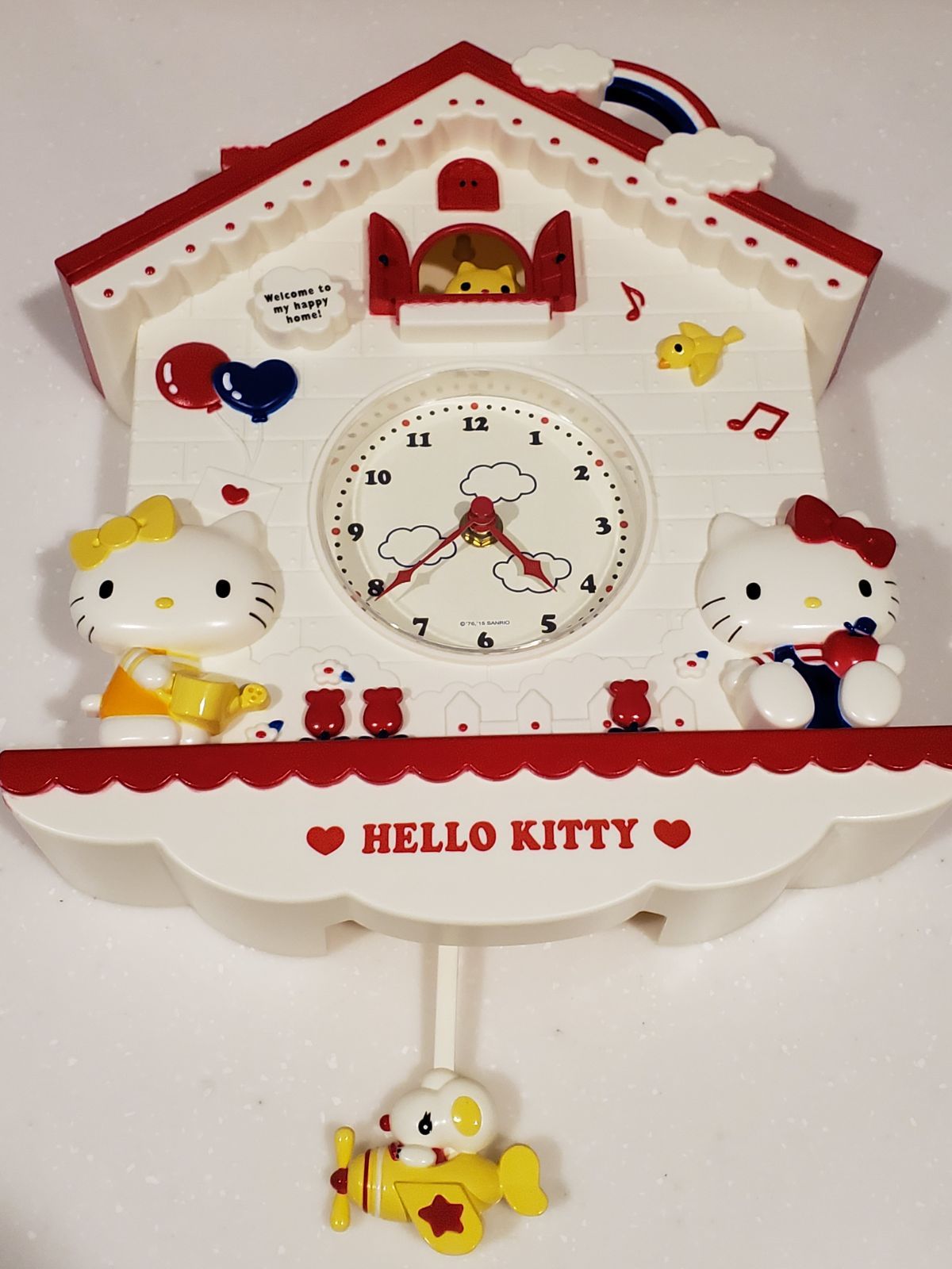 ハローキティ&ミミィちゃん振り子掛け時計 キティ ちゃん ネズミ