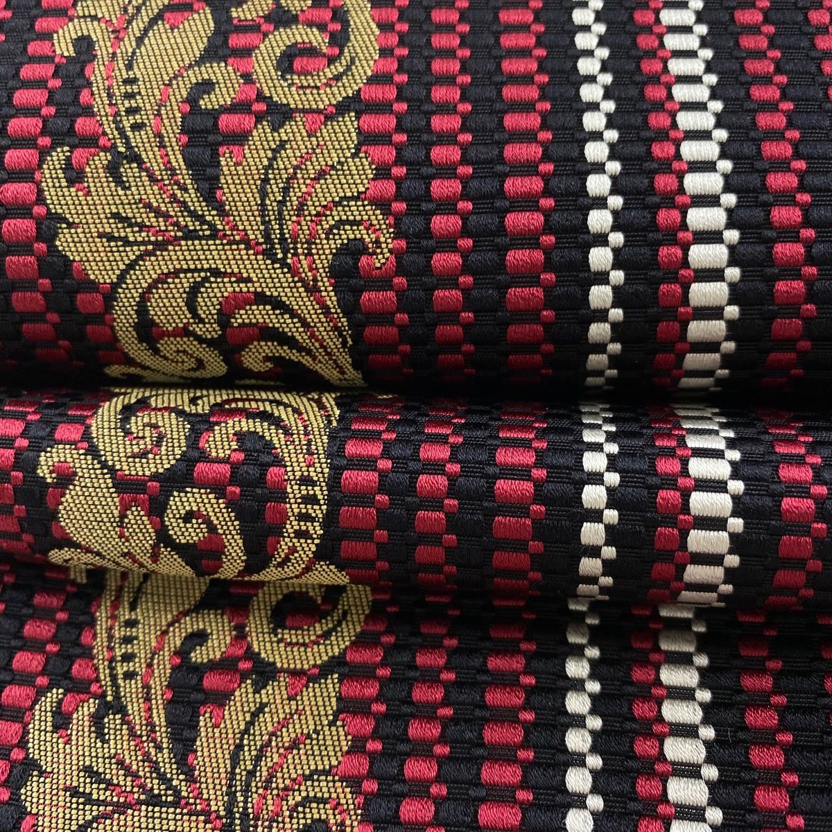 SO-391 名古屋帯 松葉仕立て 六通 八寸 紬 抽象文様 上質 モダン 美品 八寸帯 八寸 名古屋帯 松葉仕立て 茜色 抽象文様 六通