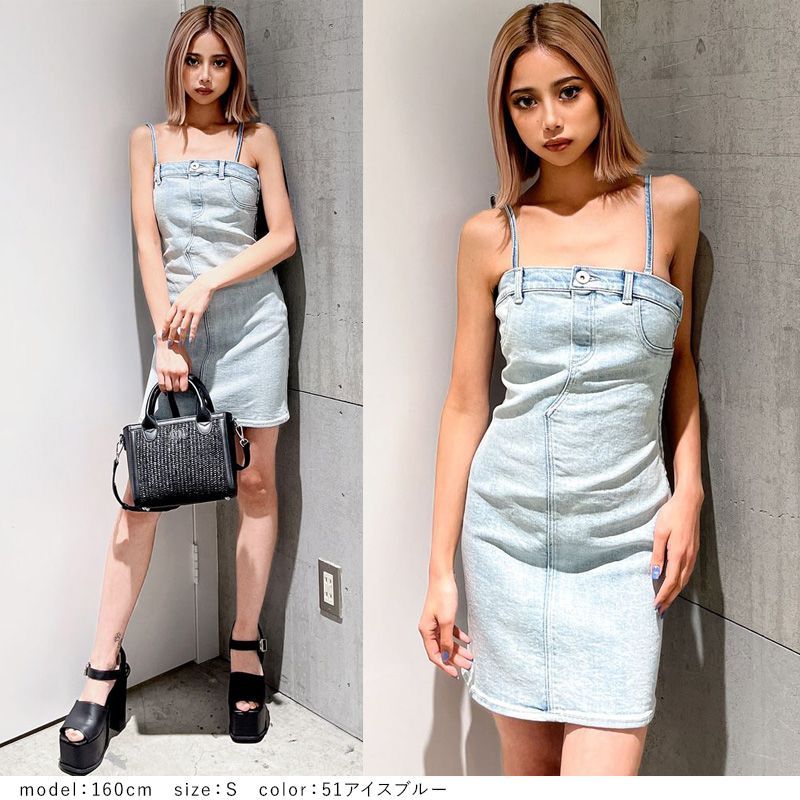 GYDA デニムワンピース 即納】タイトベアデニムワンピース GYDA ジェイダ 072420338901