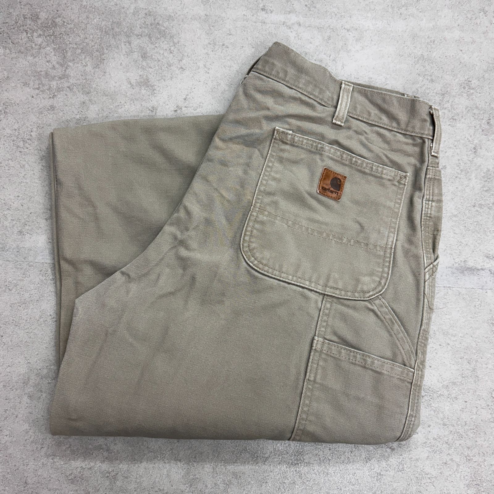 Carhartt　カーハート　ペインターパンツ　DES　無地　ワンポイント　ブランドロゴ　ボトムス　ワークパンツ　古着　ベージュ　W36 L36
