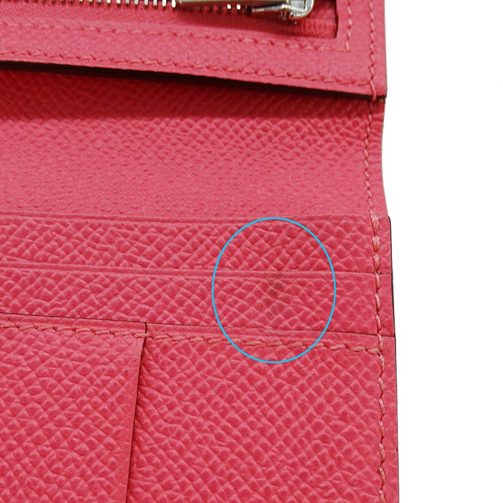 【極美品】エルメス　べアンスフレ　ヴォーエプソン　ローズアザレ　折財布　424 エルメス べアンスフレ ヴォーエプソン ローズアザレ 折財布 424