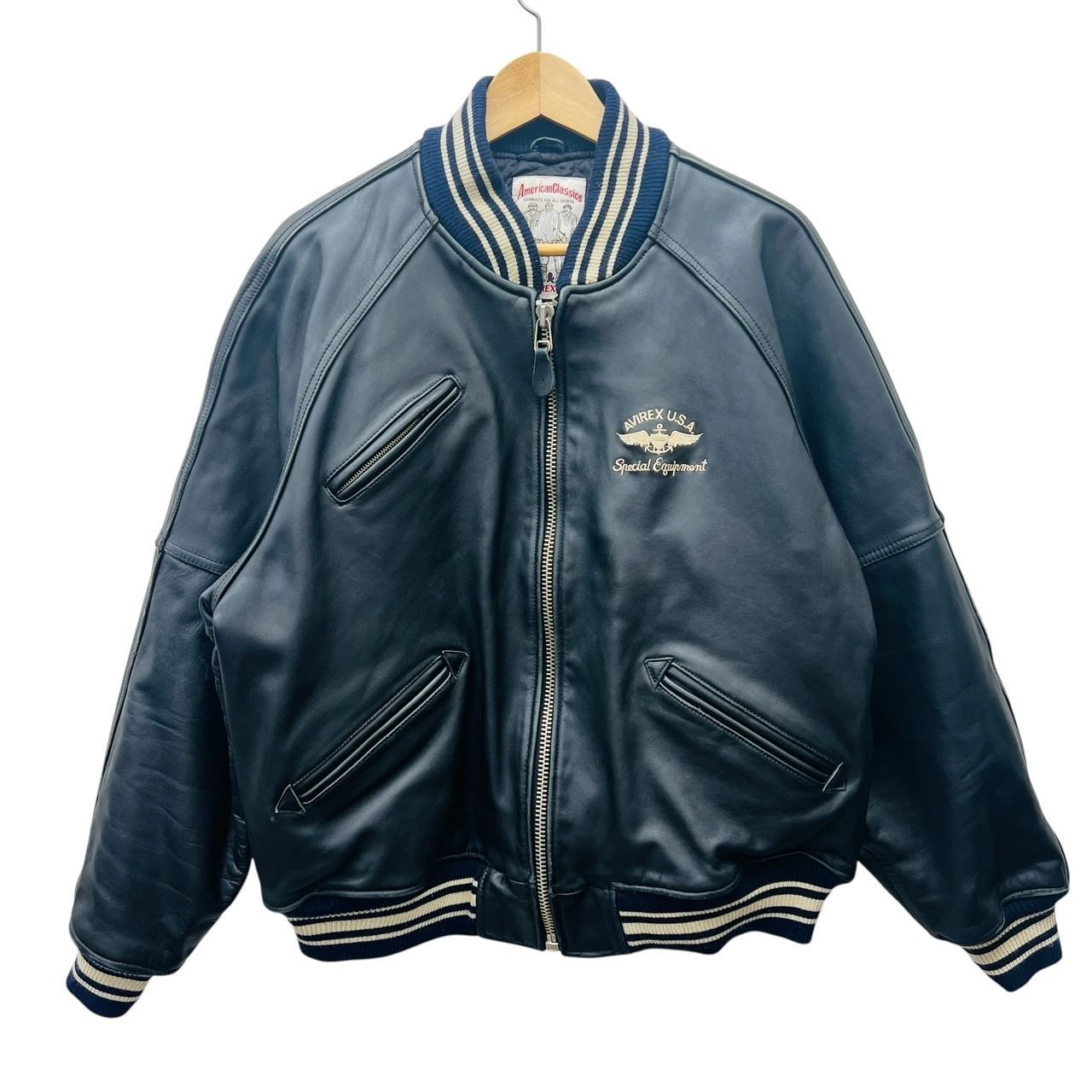 AVIREX ネイビー 本革 スタジャン 楽天市場】AVIREX アヴィレックス スタジャン シグネチャー バーシティ