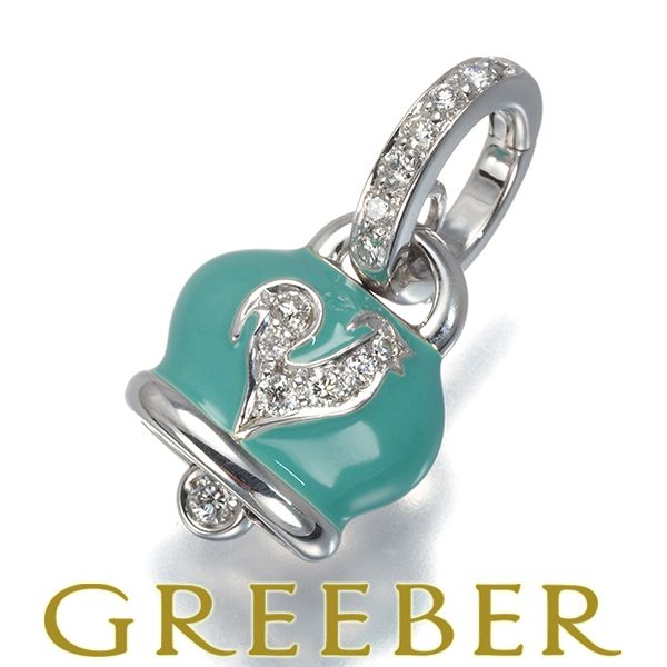 シャンテクレール ペンダントトップ ダイヤ ダイヤモンド おんどり 幸運のベル チャーム K18WG エナメル 177999