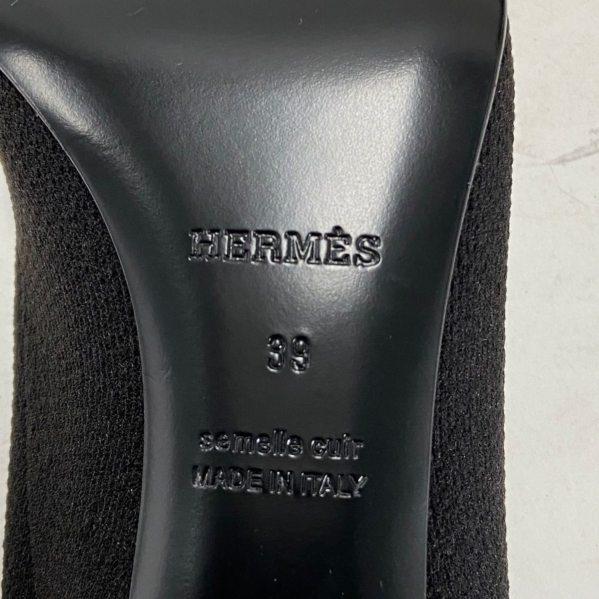 HERMES(エルメス) ショートブーツ 39 レディース美品 ヴォルヴェール 60 黒 ニットブーツ 化学繊維×レザー