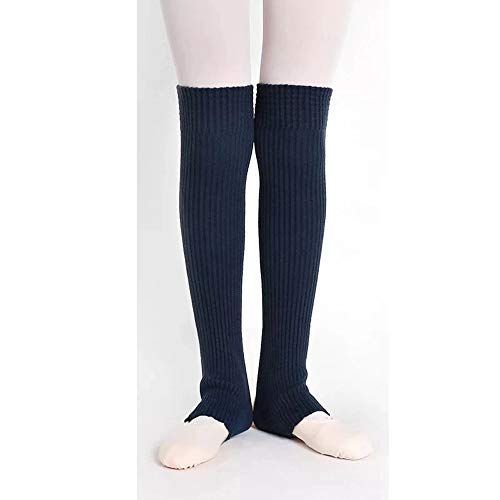 ネイビー_43.0 センチメートル [リトルシング] Little Thing ジュニア～大人用 バレエ レッグウォーマー 暖かく かかとに穴あり 膝上丈/膝下丈 リブ編みでずれ落ちにくい！ 43cm / 55cm / 75cm 10色 (ネ