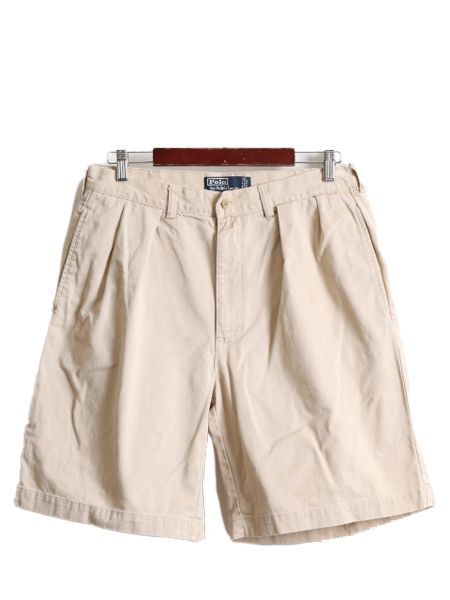 【お得なクーポン配布中!】 90s ポロ ラルフローレン 2タック コットン チノ ショートパンツ 34