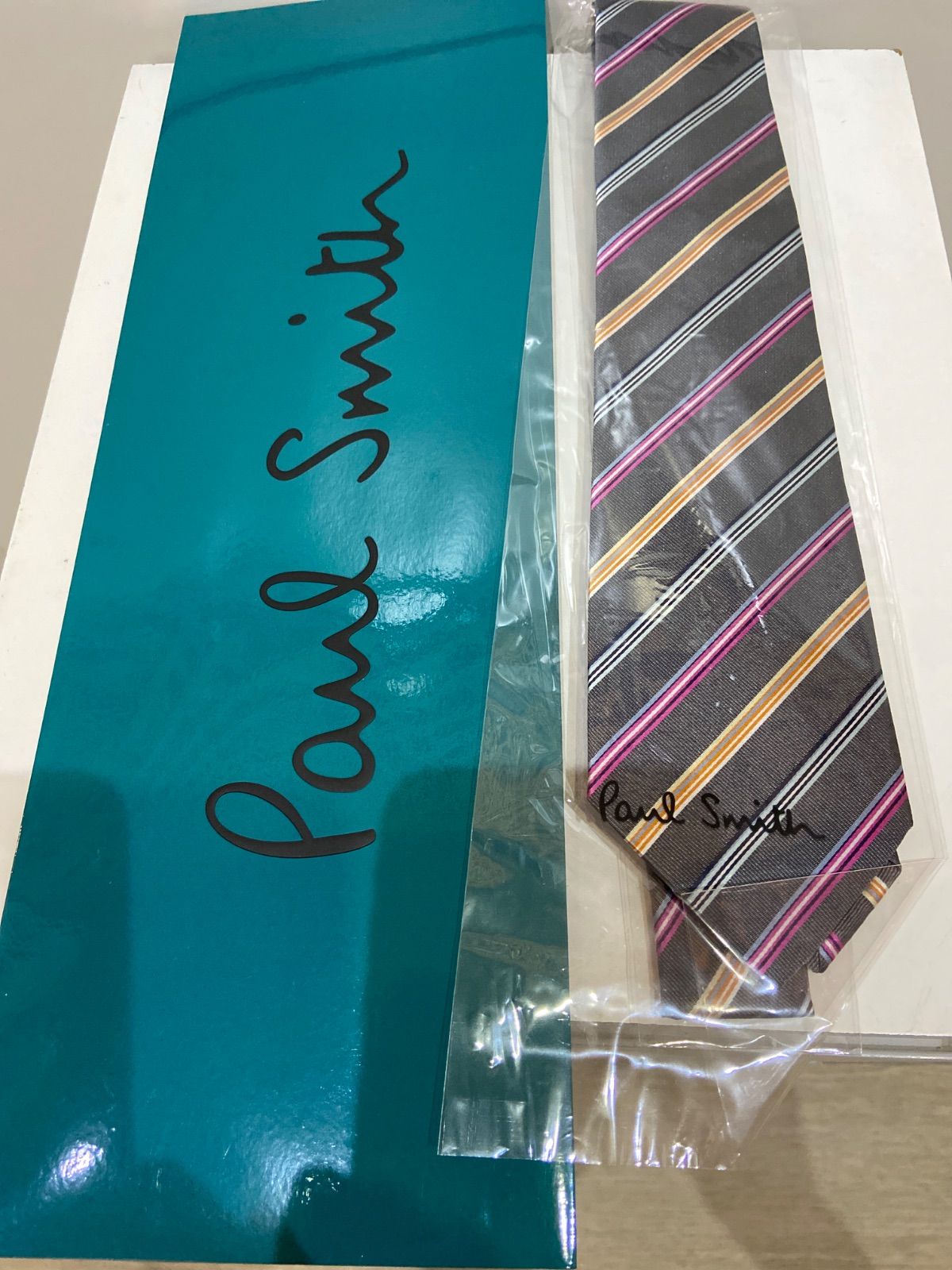 【未使用】【現行】PaulSmith ナロータイ　ストライプ　マルチカラー Paul Smith ナロータイ マルチカラー ストライプ 日本製