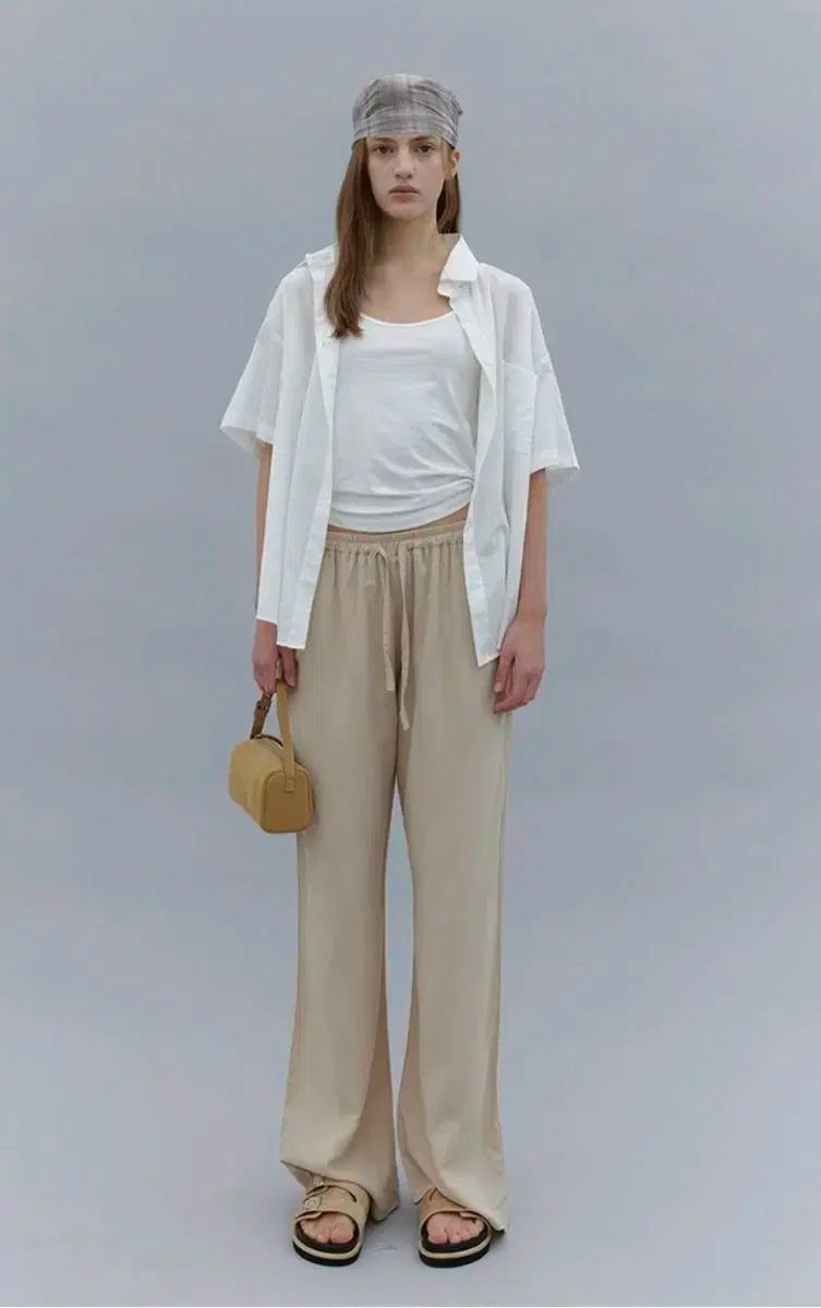 グノイ リネン ワイド バンディング パンツ