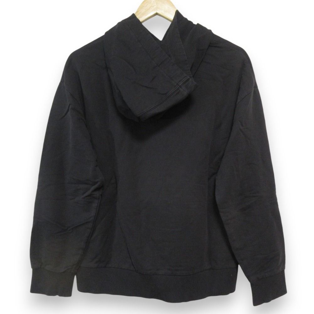 22AW MONCLER モンクレール ロゴエンブロイダリー プルオーバーパーカー Sサイズ ブラック レディース 古着