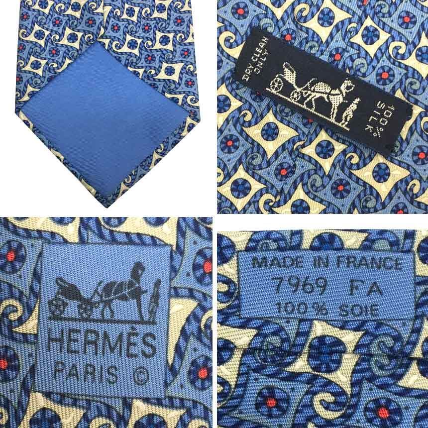HERMES エルメス ネクタイ ブルー シルク aq7986 - メルカリ