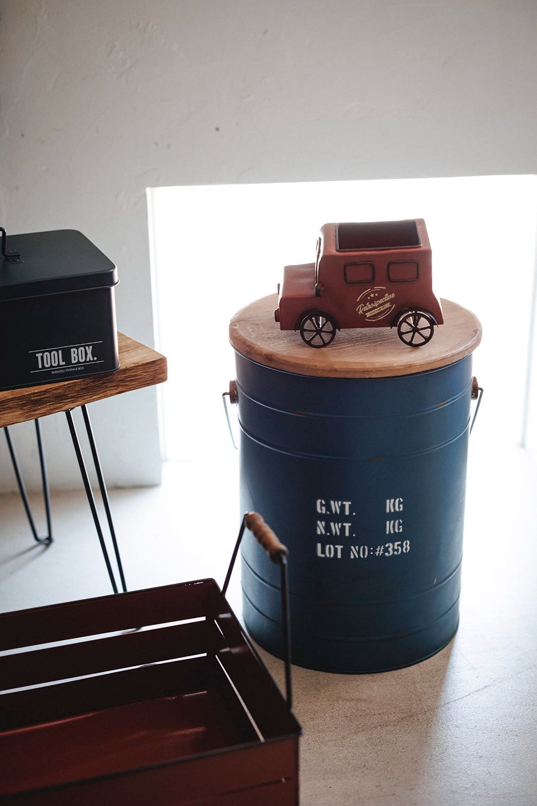  31. ×30.5 cm WO-501-NV ネイビー タブレドビン ボックススツール アビテ アレンジ用装飾品 アレンジメント用品 資材