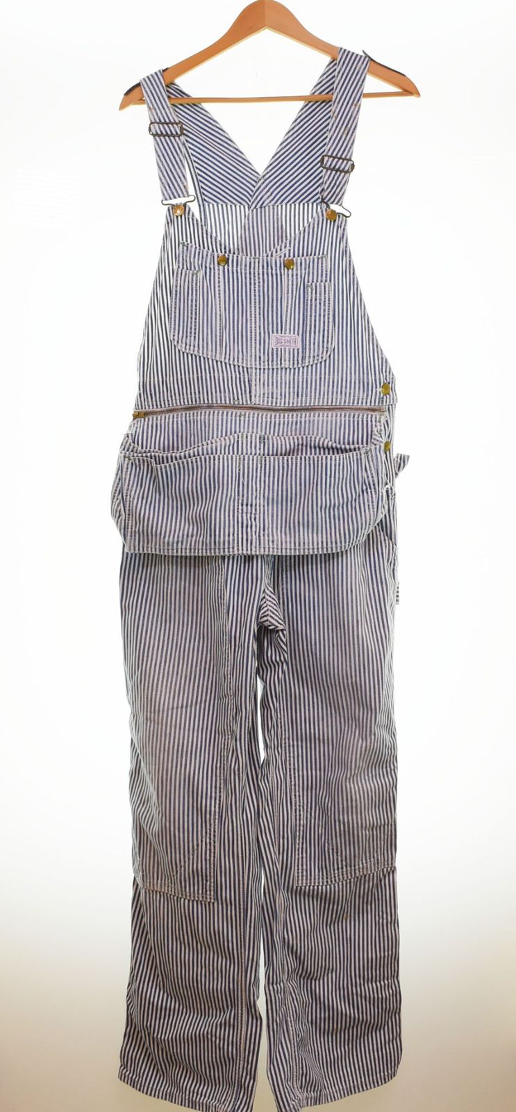 ビッグスミス BIG SMITH 50年代 Vintage DENIM OVERALL デニム ヒッコリー ダブルニー 白タグ エプロン付きストライプ 50s 50 s つなぎ オーバーオール ブルー 103MB-395