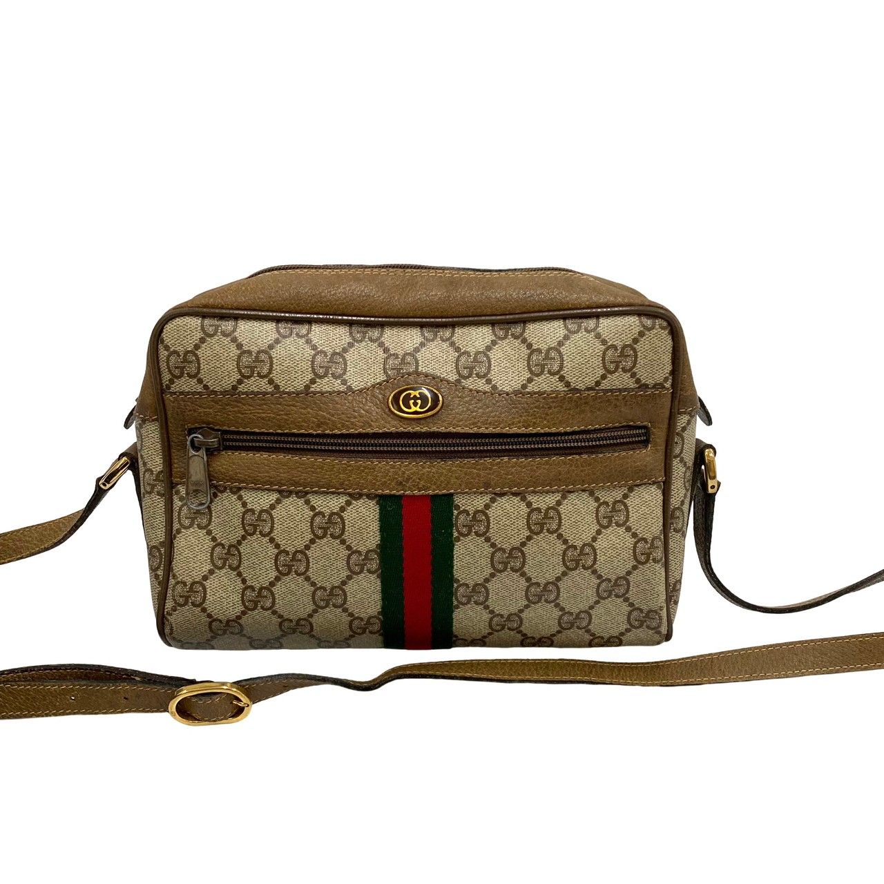 美品 GUCCI オールドグッチ ヴィンテージ GG ロゴ 金具 シェリーライン