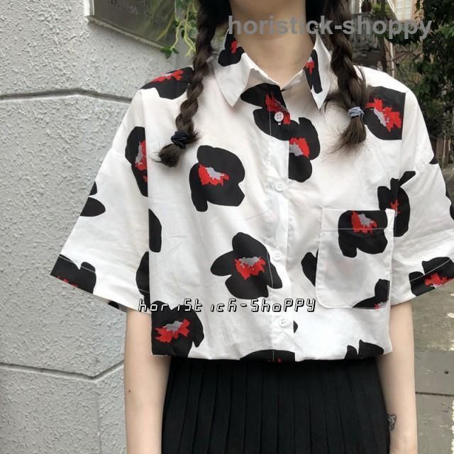 アロハシャツ トップス レディース シャツブラウス 半袖 柄シャツ 花柄 ブラウス シャツ 五分袖 襟付きシャツ ゆったり 羽織りもの 春 夏