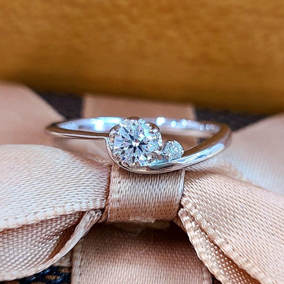 最高品質ハートキュー D IF 3EX 0.2ct ダイヤ K18 WG リング - メルカリ