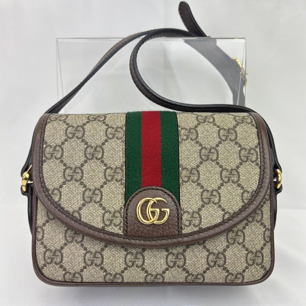 【希少品】GUCCI　ボディバック　PVC×レザー　GG柄　ゴールド金具 GUCCI GGスプリーム オフィディア ショルダーバッグ 772239