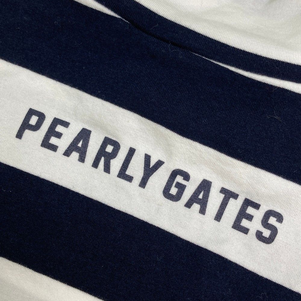 サイズ：6 PEARLY GATES パーリーゲイツ  ハイネック 長袖Tシャツ ボーダー柄 ネイビー系 [240101443081] ゴルフウェア メンズ ストスト PEARLY GATES パーリーゲイツ 長袖ハイネックTシャツ ボーダー