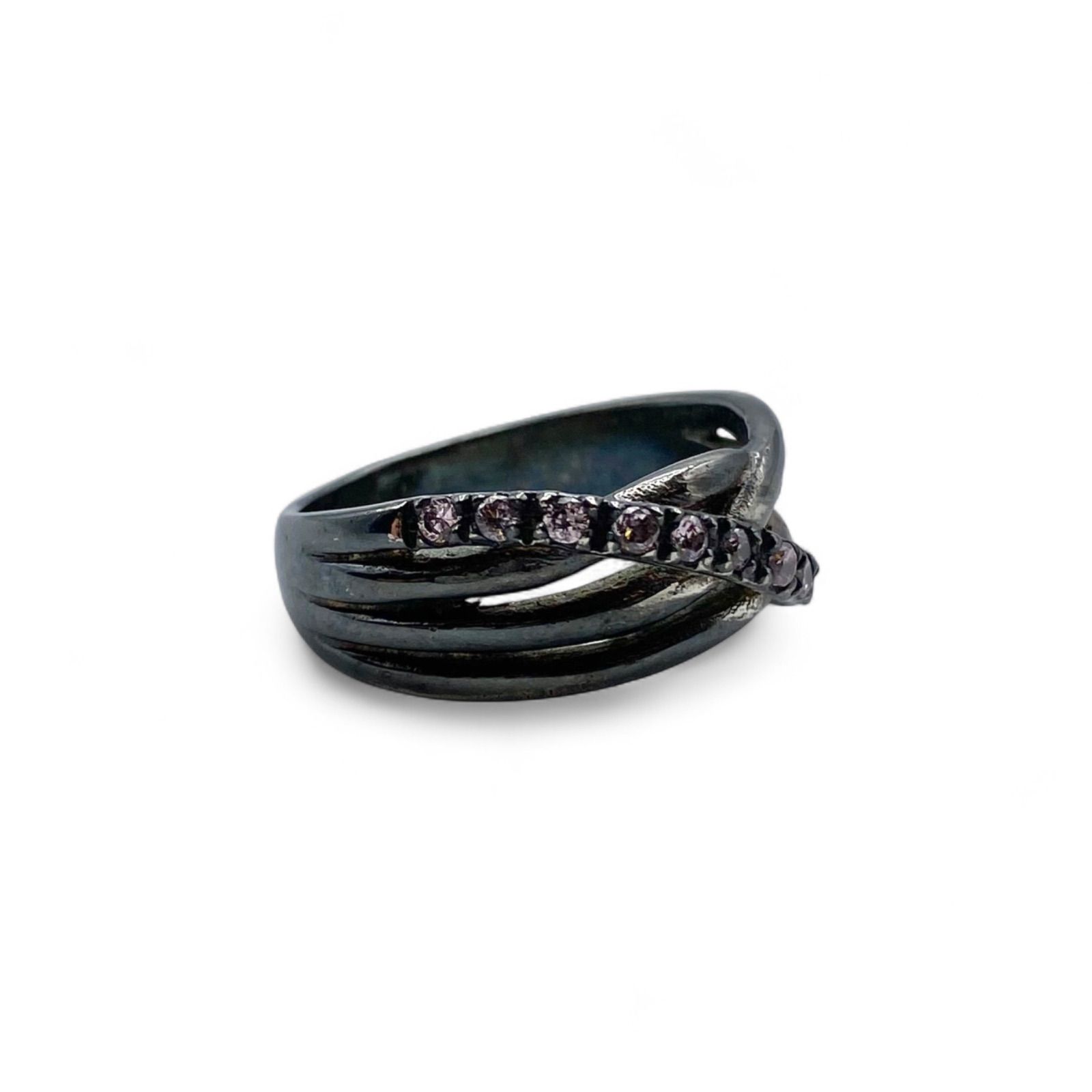 抜群の存在感】 パープルジルコニア Silver 925 刻印 90s Vintage Ring 