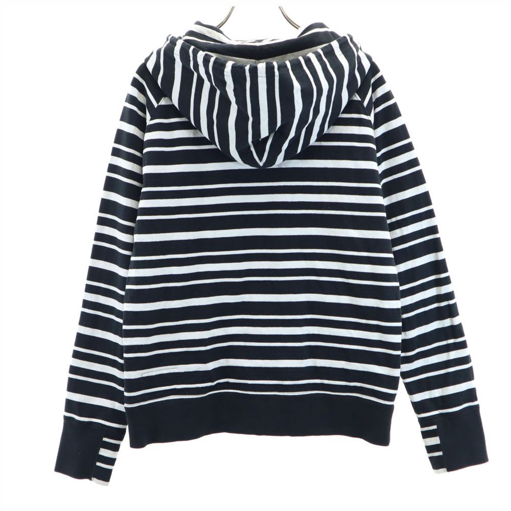 ダブルタップス 日本製 ボーダー柄 長袖 ジップパーカー S 白×ブラック