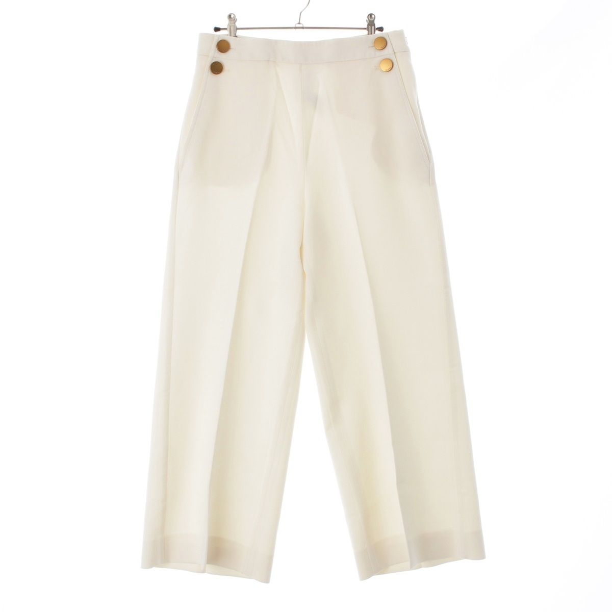 マックスマーラ 25年 ウール サイドボタン フ パンツ 25111310316 アイボリー 44
