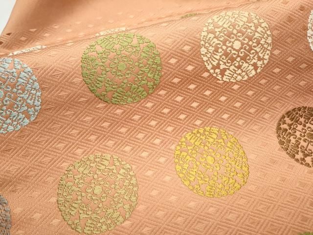 平和屋着物●九寸名古屋帯　唐織　花唐草丸文　正絹　逸品　CAAY9640hy 平和屋着物○九寸名古屋帯 唐織 花唐草丸文 正絹 逸品 CAAY9640hy