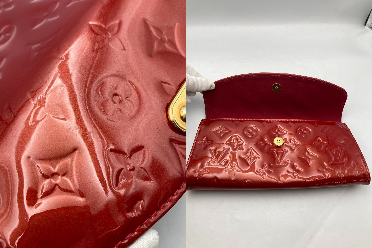 訳あり LOUIS VUITTON ルイヴィトン モノグラムヴェルニ サンセット・ブルーバード M93543 エナメル ショルダー クラッチバッグ 中古 D4 ルイヴィトンサンセット ブルーバード クラッチバッグ 14125