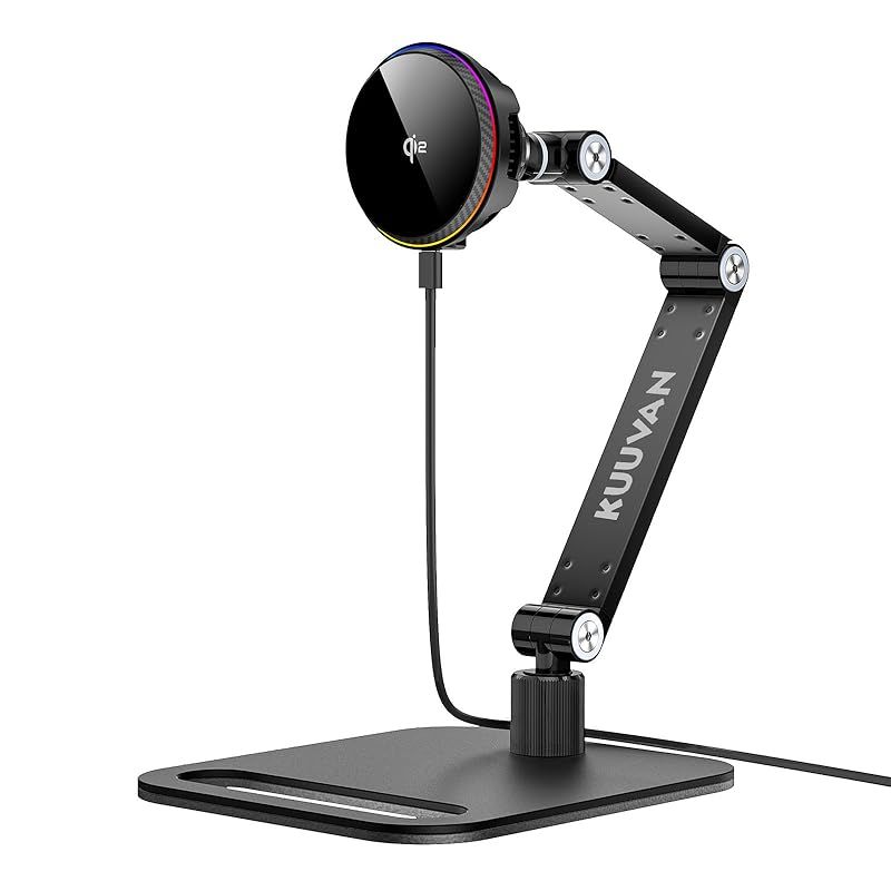 KUUVAN ペルチェ冷却 Qi2 15W急速充電 スマホスタンド 卓上 MagSafe対応 ワイヤレス充電器 急速冷却 アルミ製 金属ジョイント 角度無段階 正規認証品 iPhone 17 16 15 14 13 12 Airシリーズ-S25対応 1