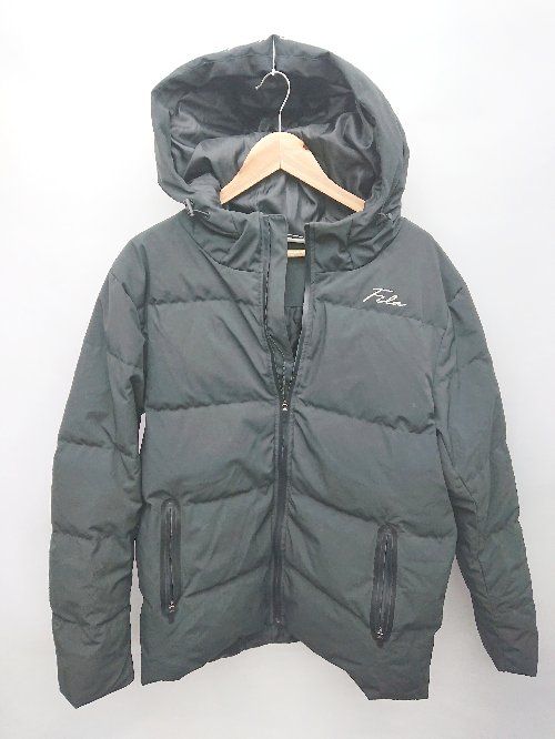 FILA フィラ 超撥水加工 フーディ 長袖 ダウンジャケット サイズLL ブラック メンズ P  【1404040007378】