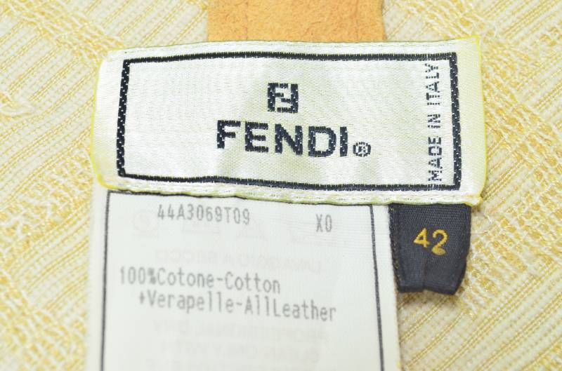 フェンディ FENDI スカート 42 ベージュ Fロゴ ジャカード コットン レザー イタリア製 羽織り コーデセット