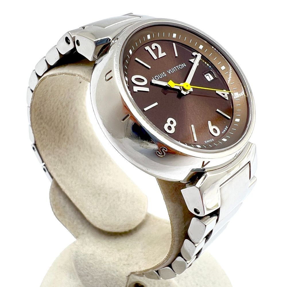 ルイヴィトン タンブール 腕時計 クォーツ Q1211 レディース ルイヴィトン タンブール レディース腕時計 こげ茶ベルト Q1211
