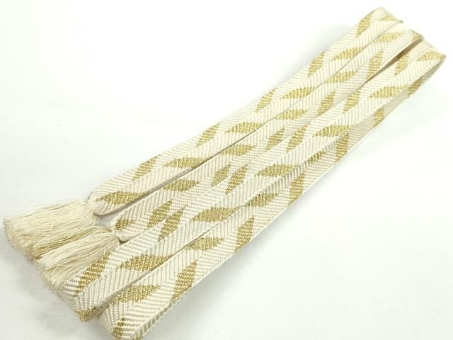 平和屋本店 上 有職組紐道明 帯締め 笹浪組 白×金 宮内庁御用 国立博物館御用 東京芸術大学御用 CXAA0663s5