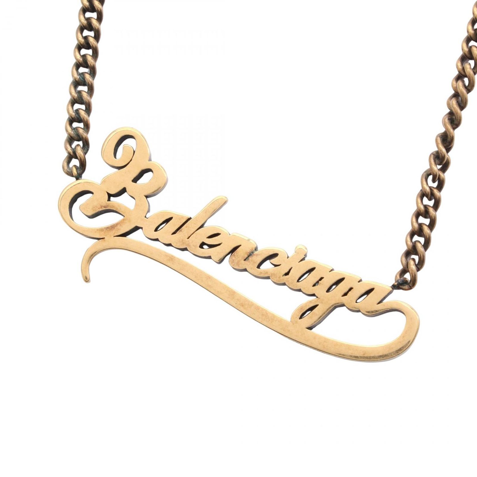 Balenciaga バレンシアガ ロゴプレートネックレス ゴールド