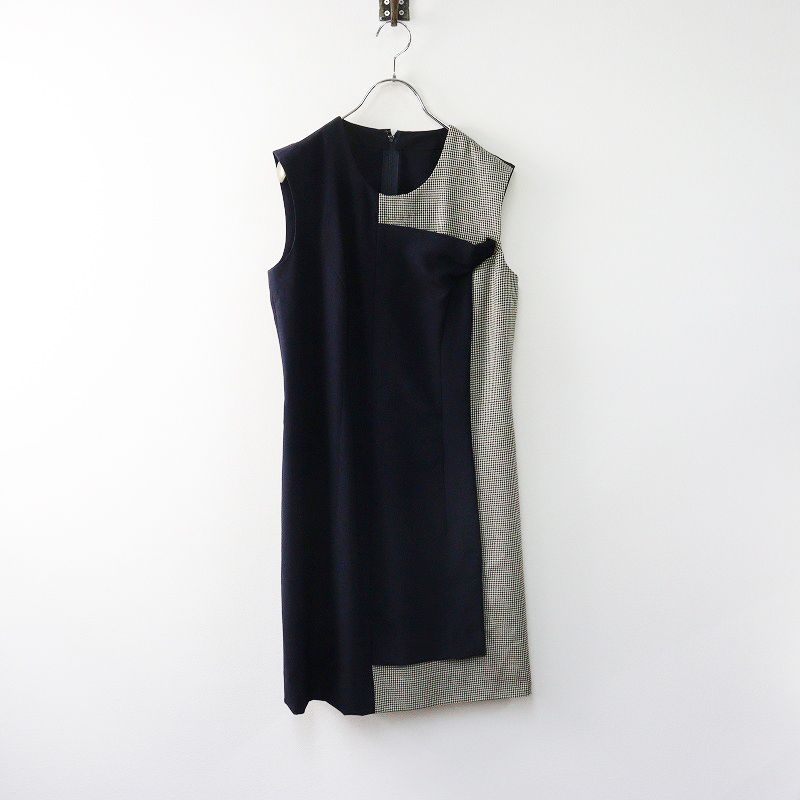 90s 1998SS AD1997 コムデギャルソン COMME des GARCONS パターン パッチワーク ノースリーブ ワンピース ｜ネイビー 2400014616460