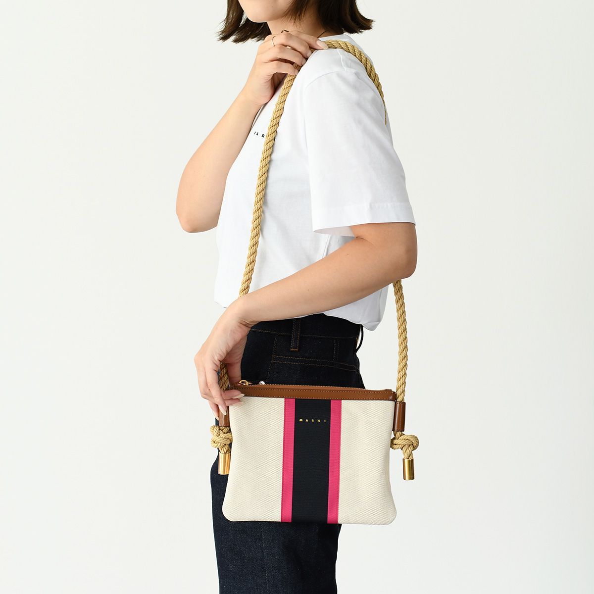 MARNI ストライプキャンバスバッグ MARNI マルニ バッグ ストライプ キャンバスショルダーバッグ