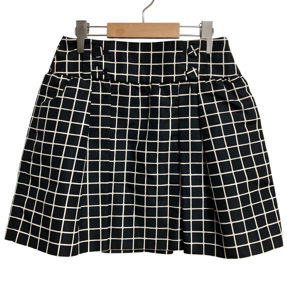 アウトレット福袋 PRADA 美品 プラダ ミニ シルク100％ チェック柄 ウインドウペン スカート