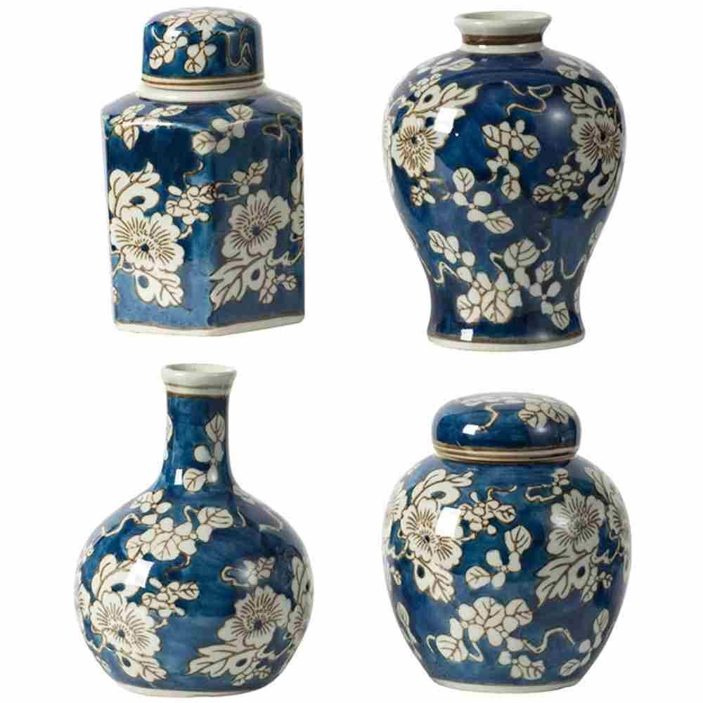 フラワーベース 4個セット シノワズリ 陶器 おしゃれ 置物 花瓶 フラワーベース 4個セット シノワズリ 陶器 おしゃれ 置物 花瓶