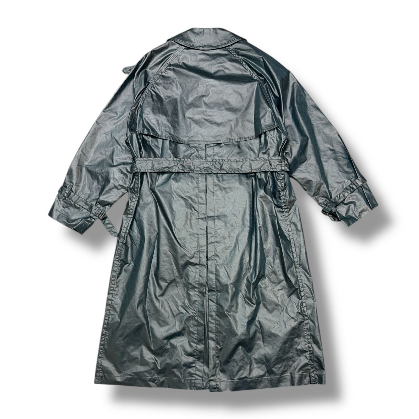 参考上代90200円 YOKE 24AW LEATHER-LIKE TRENCH COAT レザーライクトレンチコート ヨーク YK24FW0760C ディープグリーン 2 99240A5